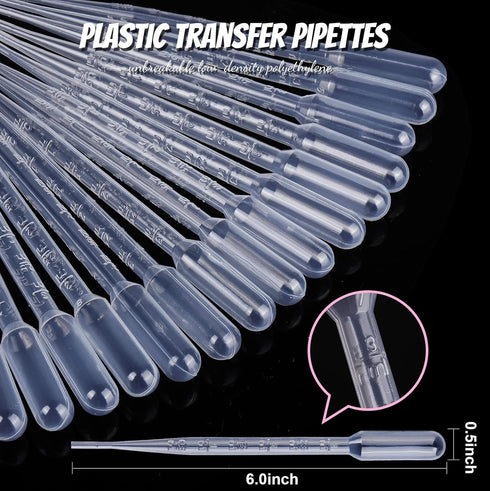 Teenitor 3ML Pipettes, Plastic Dropper Essential Oil Transfer Pipettes Disposable Liquid Eye Dropper for Lab Science Multi- Purpose Makeup Tool, 1...