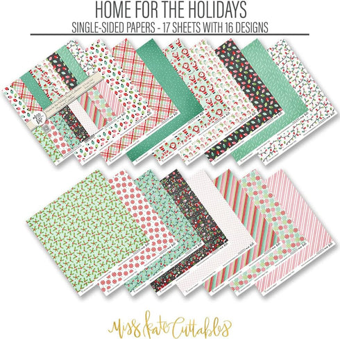Pattern Paper Pack - Home for the Holidays - for Christmas Eve Santa Claus - 16 Single-Sided 12x12 Papers with 16 Designs - Scrapbooking Card Maki...