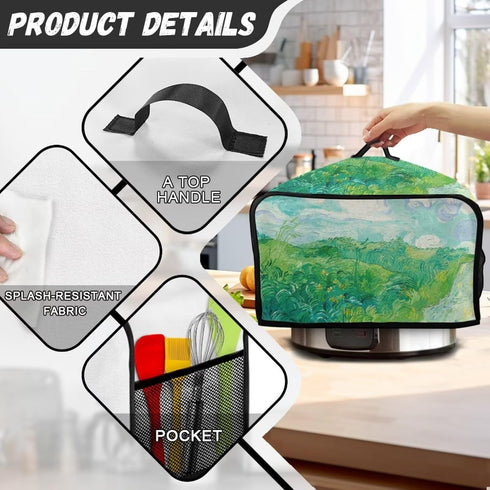 Van Gogh Wheatfield Slow Cooker Cover Resistant Oval Slow Cooker Cover Fits for Most 6-8 Quart Oval Slow Cooker Small Appliance Dust Cover for Hom...
