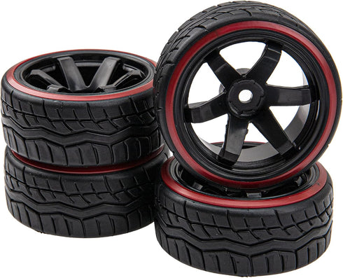 Hard Plastic Wheel Rims & Plastic Tires 12mm Hex Compatible with Traxxas HSP Tamiya Kyosho Himoto 1/10 RC Drift Car (Style 1)...