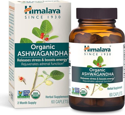 Himalaya Organic Ashwagandha, 60 Day Supply, Herbal Supplement for Stress Relief, Energy Support, Occasional Sleeplessness, Organic, Non-GMO, Vega...