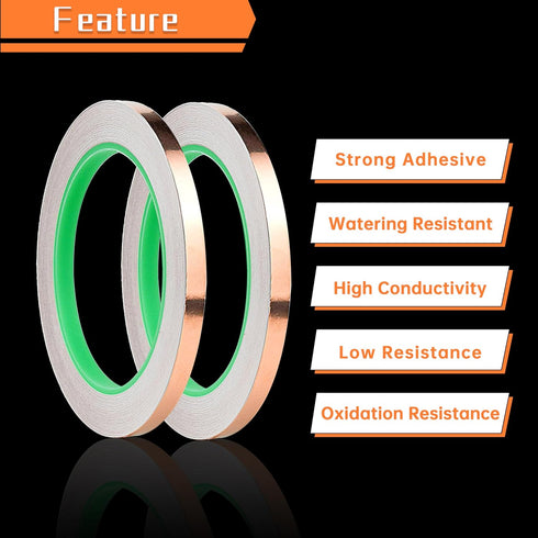 Double Sided Conductive Copper Foil Tape for Stained Glass Welding, Electrical Repairs 2Pcs (7/32 inch)...