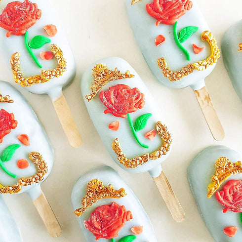 Rose Fondant Mold, Rose Flower with Leaf Silicone Mold upcake Topper,Polymer Clay,Candy Mold for Cake Decoration,Chocolate Mold, Sugar Crafts Mold...