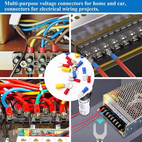 Tnisesm 300PCS Insulated Wire Crimp Connectors Assortment Kit with Ring, Spade, Butt, Quick Disconnect, Crimp Automotive Cable Terminals TN-T01...