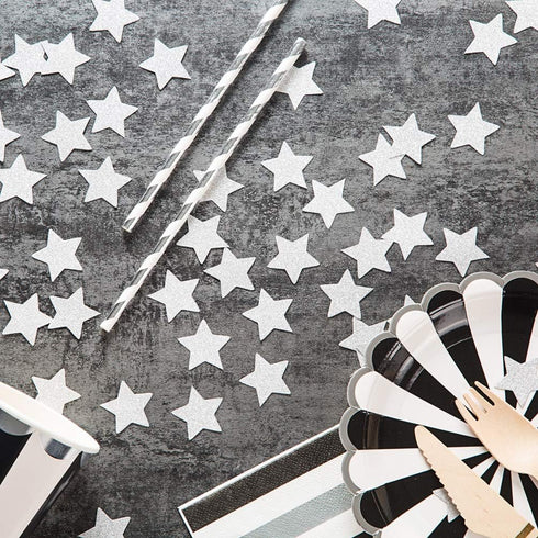 MOWO Glitter Star Confetti Wedding Party Decor and Table Decor 1.2’’ in Diameter (silver glitter,200pc)...