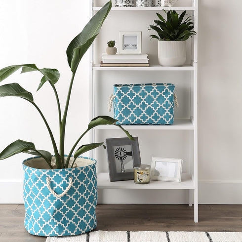 DII Polyester Container with Handles, Lattice Storage Bin, Small, Storm Blue...