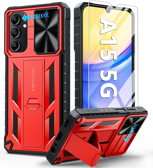 FNTCASE for Samsung Galaxy A15-5G Case: Protective Shockproof Rugged Military Grade Drop Protection A15 Cell Phone Mobile Cover with Kickstand | T...