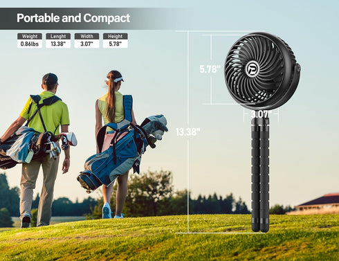 Rechargeable Golf Cart Fan Compatible with EZGO Club Car Yamaha Clip on Fan with Flexible Tripod, 360° Rotatable, 20Hrs Work, 3 Speed Battery Oper...