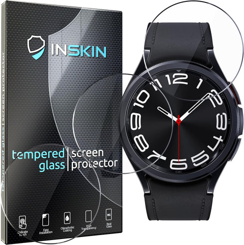 Inskin Screen Protector for Samsung Galaxy Watch 6 Classic 47mm - 3-Pack, 9H Tempered Glass, Ultra HD, Case-Friendly...