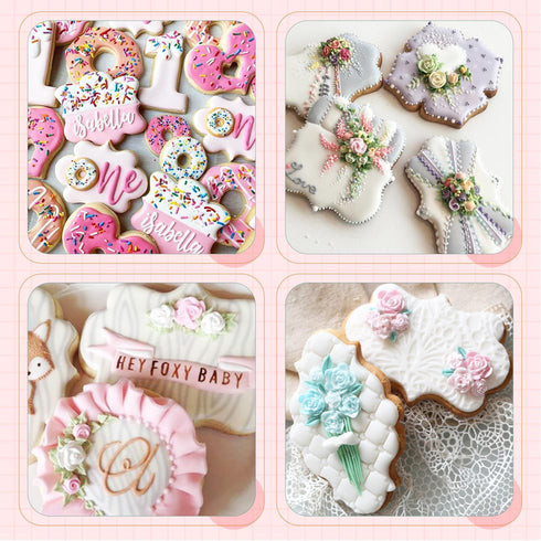 Plaque Frame Cookie Cutter 4Pcs/Set, Stainless Steel Pastry Biscuit Cookie Cutter Set Fondant Pancake Cutters Mold (Style 2)...