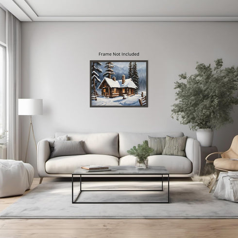 Posterizer 1 pcs-old farm house in snowy winter nature-in oil painting style-5-Landscape & Nature Art-Living Room Bedroom Decor- unframed wall art...