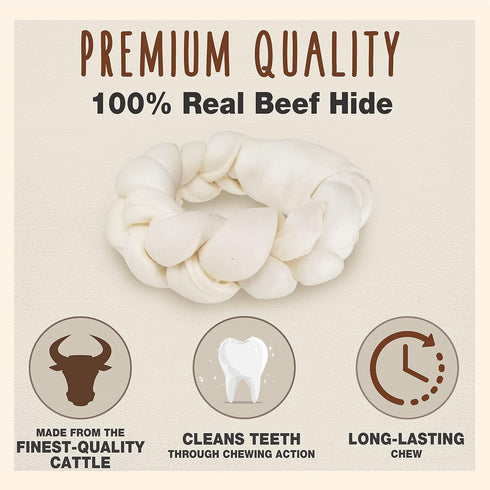 Cadet Premium Grade Beef Hide for Dogs, Long Lasting Rawhide Donut Bone, Single Ingredient Dog Chews, 8 Inch (1 Count)...