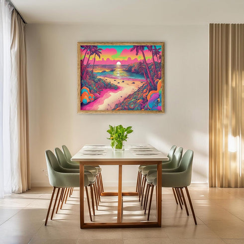 Posterizer 1 pcs- psychedelic funky hippie colorful landscap 8-Abstract & Modern Art-Fantasy & Fiction Art- Living Room Bedroom Decor- unframed wa...