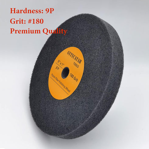Deburring Wheel, Nylon Fiber Polishing Wheels, Abrasive Silicon Carbide Bench Buffing Grinder Wheel, Dia 8" x 1" Thickness x 5/8" Arbor, 180 Grit,...
