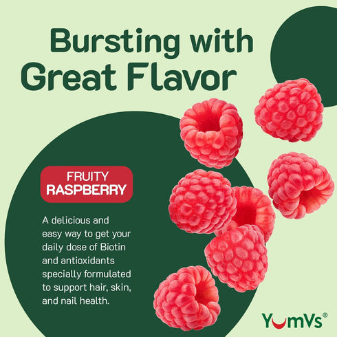 YumVs Teen Multivitamin Gummies with Biotin and Antioxidants - Raspberry Flavor - Hair Skin Nails Support - Vegetarian Kosher Teen Vitamins for Bo...