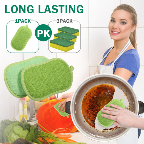 24 Pack Multi Purpose Scrub Sponges Non Scratch Microfiber Sponge Cleaning Dish Scrubber Reusable Dish Sponges for Washing Dishes Along with Heavy...