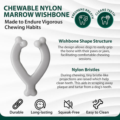 Sporn Durable Marrow Wishbone Dog Chew Bones for Aggressive Chewers, Jerky Flavor Dog Chew Toys for Large Dogs, Gluten-Free & Non-Toxic, Medium/La...