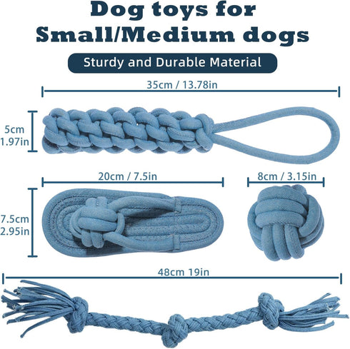 Dog Rope Toys for Small Large Dogs, Puppy Teething Chew Pull Toy, Dog Toys for Aggressive Chewers, Tug of War Dog Toy Teeth Cleaning Gum Massage,D...