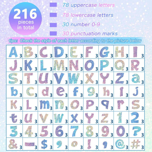 Gueevin 216 Pcs Bulletin Board Letters for Classroom Numbers Alphabet and Punctuation Cutouts Poster Board Letters with Adhesive Dots for School W...