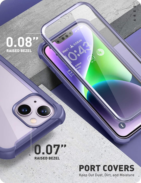 i-Blason Ares Series iPhone 14/13 Case 6.1 inch, Rugged Clear Bumper, Heavy Duty Protection with Built-in Screen Protector - Mauve...