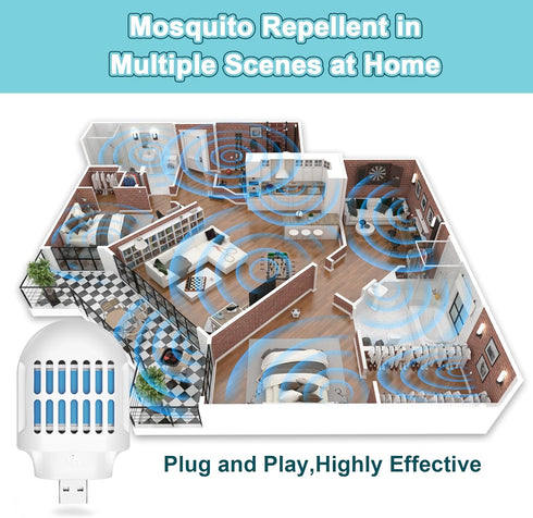 Mosquito Repeller,USB Powered Mosquito Repellent Outdoor Indoor, Included 10 Pcs Refill, DEET-Free, Highly Effective for Home, Bedroom, Office,Cam...