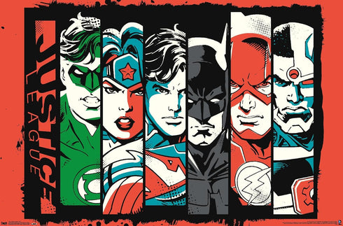 Trends International DC Comics Justice League - Bars Wall Poster, 22.4L x 14.7W, Premium Unframed Version...
