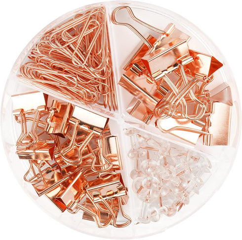 97 PCS Office Supplies for Women, Paper Clips, Binder Clips and Push Pins Set, Paperclips Thumb Tacks School and Home Desk Supplies, Desk Organize...