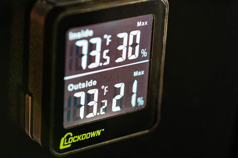 LOCKDOWN Digital Hygrometer with Convenient Design, Backlit Screen and Min/Max Reading for Temp and Humidity Monitoring in Safes, Rooms, Cases and Cabinets