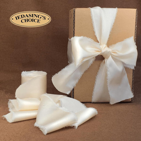Chiffon Ribbon Silk Satin Ribbon 2 Inch x 20 Yard 2 Rolls Frayed for Weddings Bridal Bouquets Gift Wrapping Baby Shower Invitations Home Decor and...