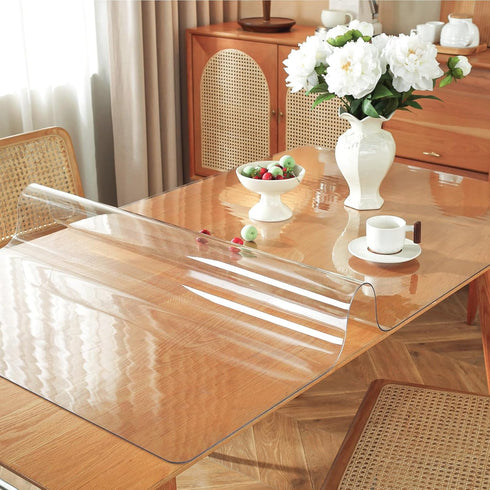 Clear Table Protector 12 x 12 Inch, 1.5mm Thick Plastic Table Cover, Waterproof PVC Clear Table Cover Protector, Desk Protector Mat, Writing Desk ...