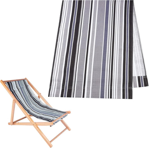 AHANDMAKER Chair Replacement Fabric, Canvas, Black and Gray Stripes, Casual, Durable for Beach, Garden, 44x17inch...
