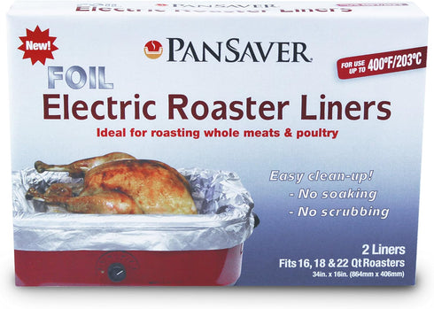 PanSaver Cooking Liners - Disposable Electric Roasting Pan Liners for Instant Cleanup with No Scrubbing - Foil, 2 Count...