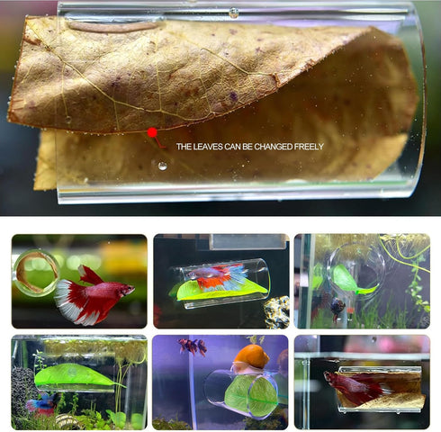 1 Pack Betta Fish Acrylic Tube Tunnel,Betta Fish Leaf Pad Simulating The Natural Habitat for Betta Spawning Grounds Breeding Resting Bed?Betta Toy...