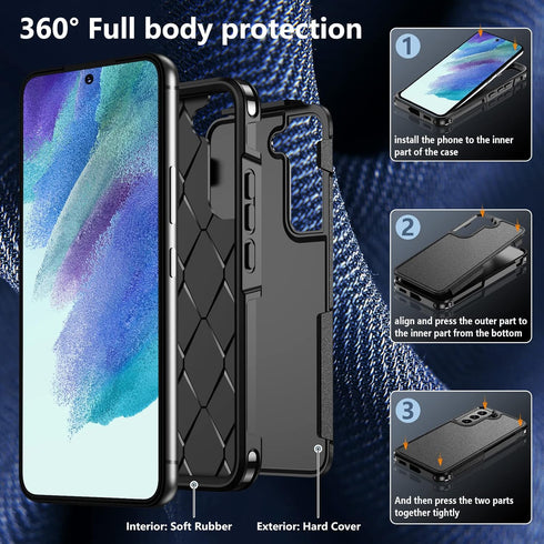 Justcool for Samsung Galaxy S22 Case, Dual Layer Heavy-Duty Rugged Shockproof Anti-Drop Protective Case for Samsung Galaxy S22 5G 6.1 Inch (Black)...