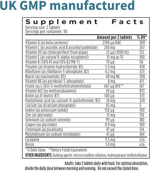 Advanced Men's Multivitamin, Methylated B-Vitamins MTHFR Supplement, Clean Label & Vegan, High Strength Formula without Iron, Daily Energy, Immuni...