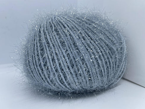 Sparkle Soft - Ice Yarns Metallic Lurex Nylon Eyelash Yarn 50gr (1.76ounces) 140m (153 Yards) Grey, Grey, Sparkle...