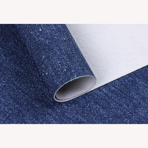 Jeans Fabric Texture Faux Leahter Sheets Solid Leather Fabric Sheets 12"x 53” (30cm x 135cm) Inch Large Size for Pad Cellphone Case Leather Earrin...
