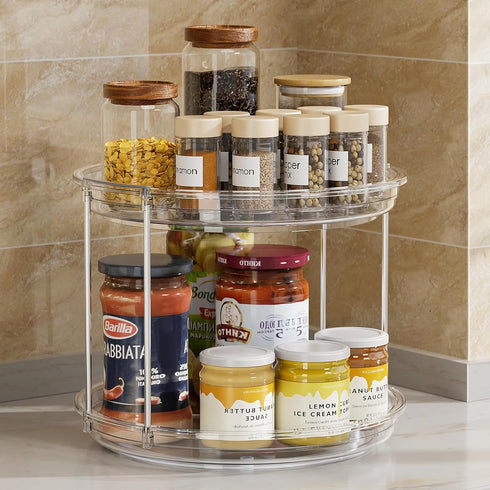 2 Tier Lazy Susan Turntable Organizer 9.25'' Rotating Spice Rack Organization for Cabinet, Kitchen, Pantry, Countertop, Spining Makeup Organizer f...