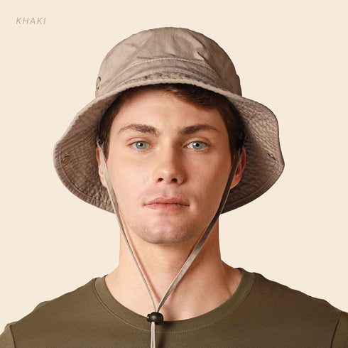 CHOK.LIDS Classic Cotton Wide Brim Bucket Hat with Adjustable String Trendy Unisex Sun Hat Lightweight Outdoor Travel Boonie...