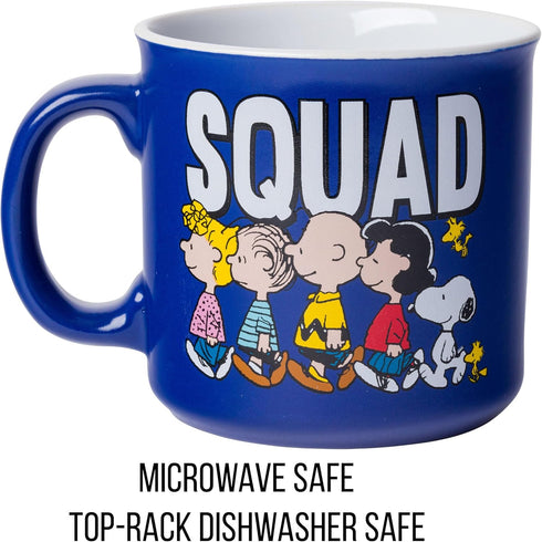 Silver Buffalo Peanuts Squad Featuring Sally, Linus, Charlie Brown, Lucy, Snoopy, and Woodstock Ceramic Camper Mug, 20 Ounces...