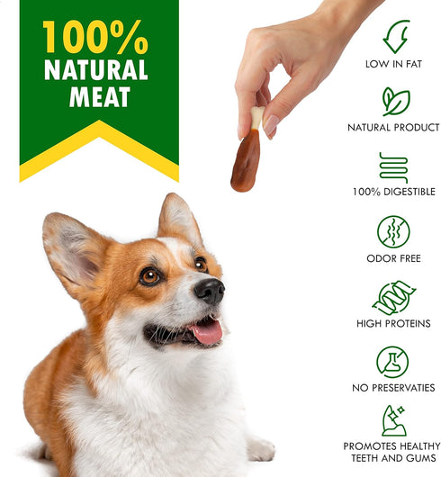 Dog Calcium Bones Wrapped Chicken & Rawhide Free Chew Treats - Pet Healthy Dried Snacks & Grain Free Meat - Bulk Best Chews for Christmas, Trainin...