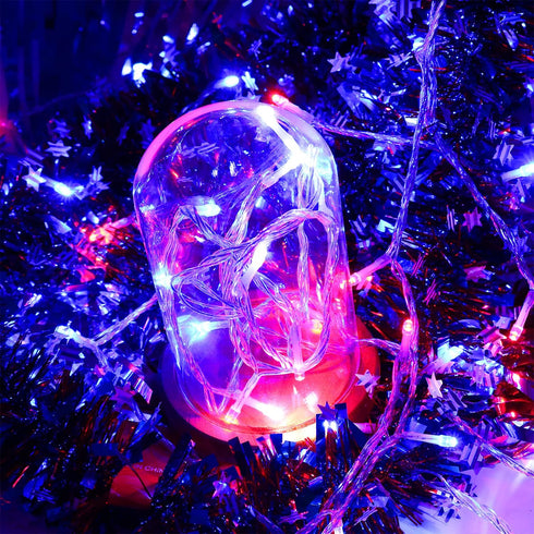 YAOZHOU 4th of July Decorations Patriotic Lights-Red White and Blue String Lights Indoor, 200LED 66FT Outdoor, 8 Modes for Christmas, Independence...