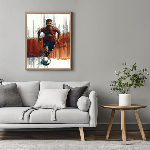 Posterizer 1 pcs-abstract passionate soccer / football player running poster-Sports & Hobby Art Gifts for sports fans Decor for Home & Office- unf...