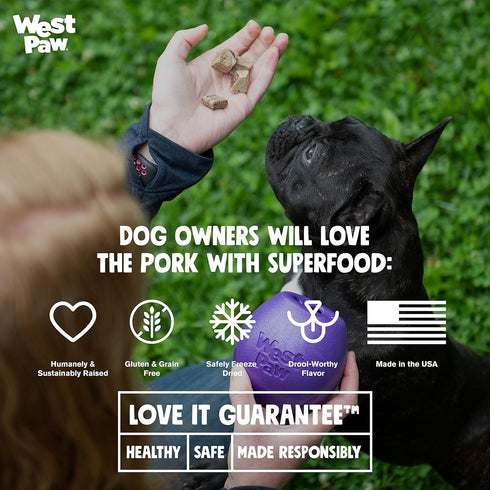 WEST PAW All-Natural Raw Freeze-Dried Dog Treats – Farm-Fresh Pork Training Treats for Dogs – Wholesome Canine Treat for Puppies, Adult Dogs & Sen...
