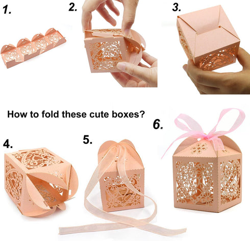 KPOSIYA 100 Pack Wedding Favor Boxes Laser Cut Boxes Party Favor Box Small Gift Boxes Lace Candy Boxes for Wedding Bridal Shower Baby Shower Birth...