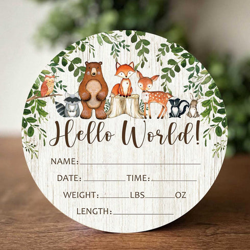 Woodland Animals Baby Milestone Blanket with Birth Stat Sign, Forest Baby Growth Chart Monthly Blanket, Watch Me Grow Woodland Baby Nursery for Ne...