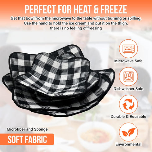 4 Pieces Microwave Bowl or Pot Holders Microwave bowl holder set to keep food warm Heat Resistant Potholder Protector Large Hot Pads Microwave Pla...