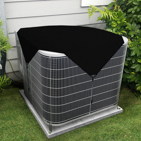 Patio Outdoor AC Unit Cover Outside for Winter Air Conditioner Compressor Top Cover Keep Debris Leaves Out with Bungee Cords 28"x28" Solid Black...