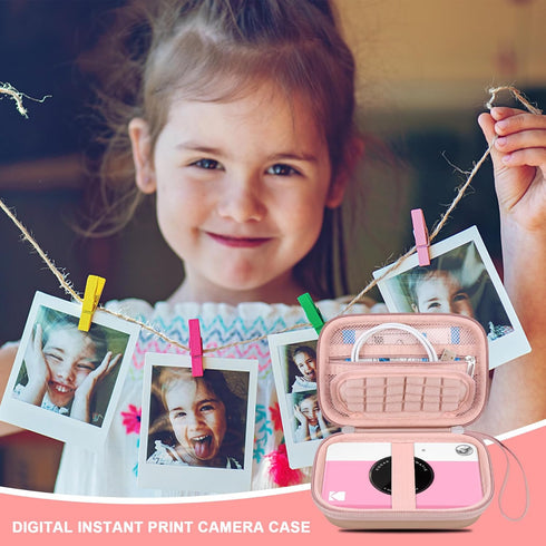 Canboc Carrying Case Compatible with KODAK Printomatic Digital Instant Print Camera, Zipper Mesh Pocket fit Photo Paper and Cable, Rose Gold (Case...