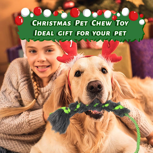 Christmas Dog Tug Toys Dog Rope Toys Pets Puppy Aggressive Chewers Toys Xmas Pet Gifts, Easy to GRAP Large Dog Chew Toy Ideal for Training for Pup...